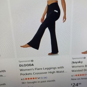 Women's Grey Flare Leggings with Pockets